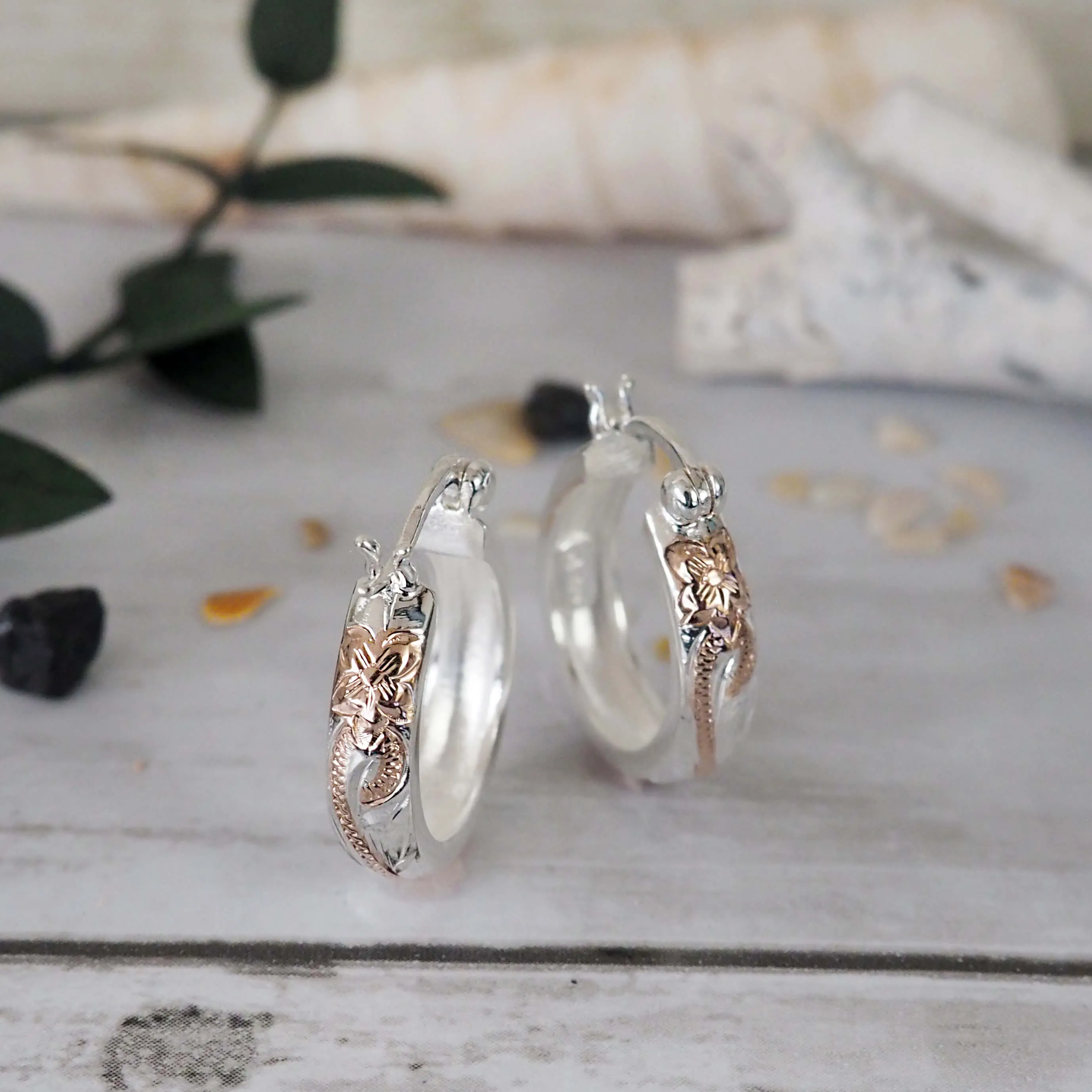 Sterling Silver 11/16 Inch Engraved Hoop Earrings