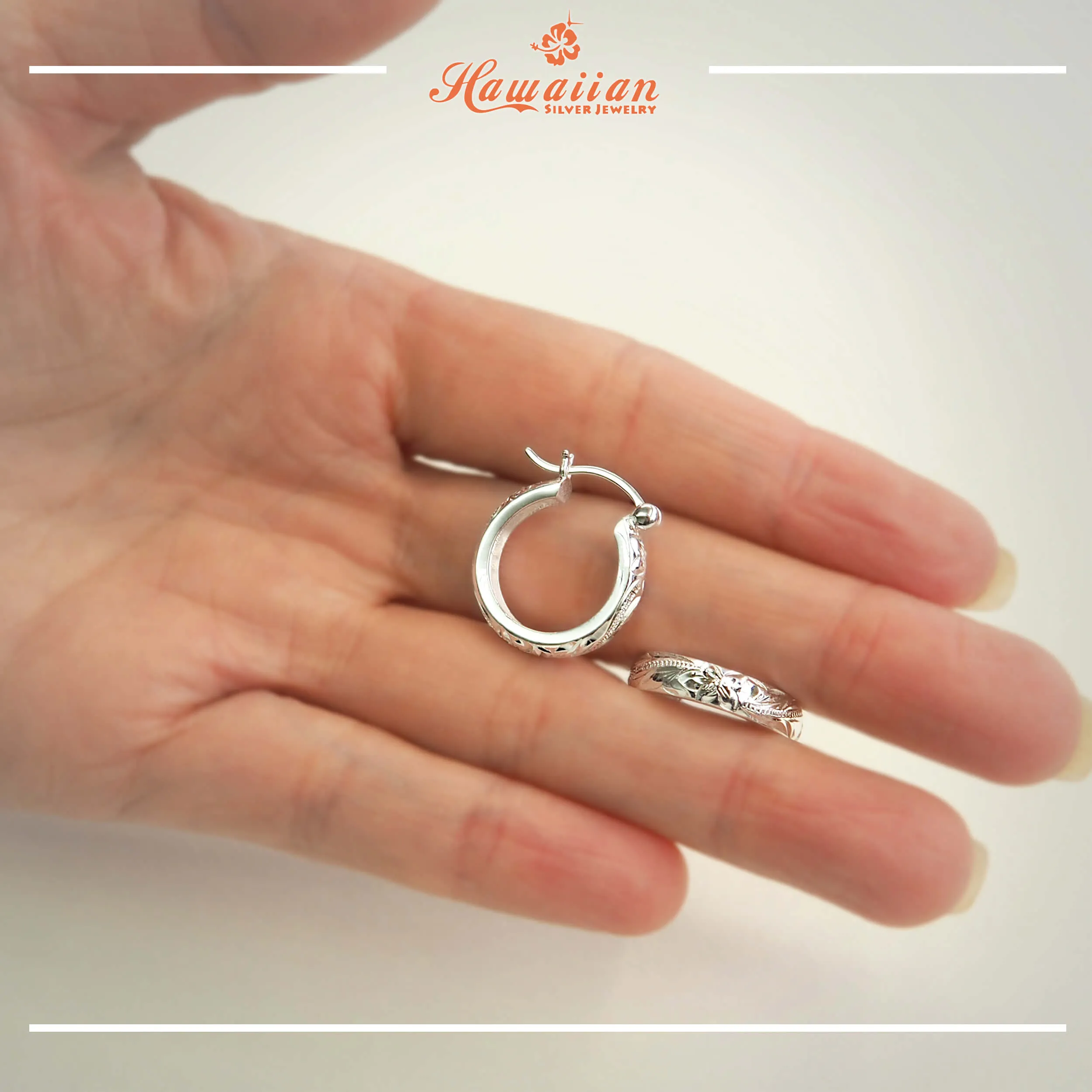 Sterling Silver 11/16 Inch Engraved Hoop Earrings