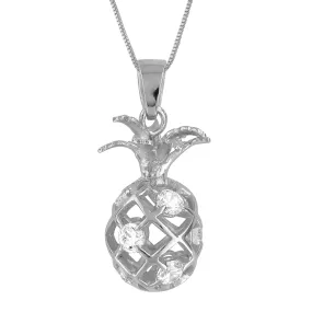 Sterling Silver Medium Pineapple Pendant Necklace, 16 2" Extender