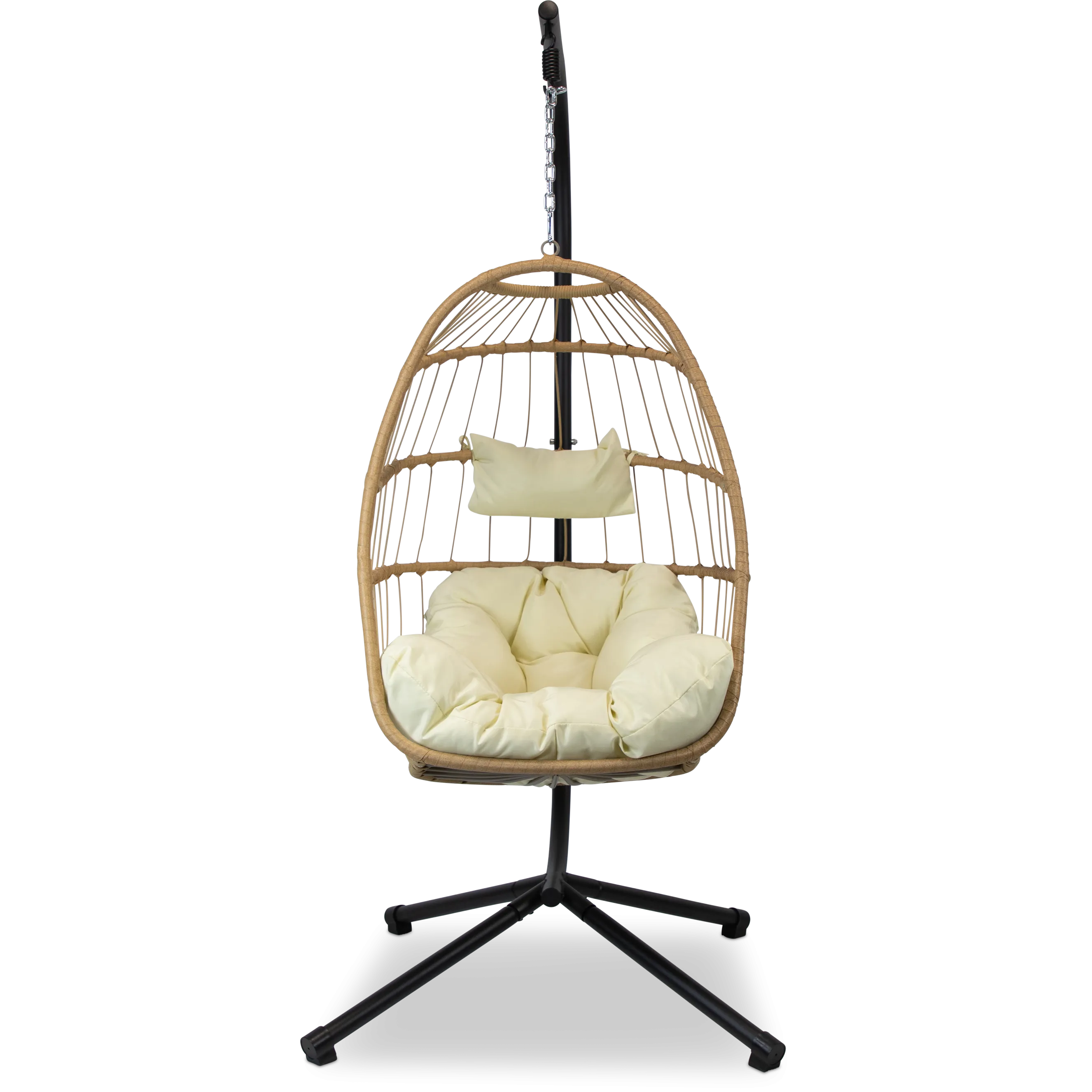 Zen Hanging Pod in Jute Rattan and Linen SpunPoly Cushion