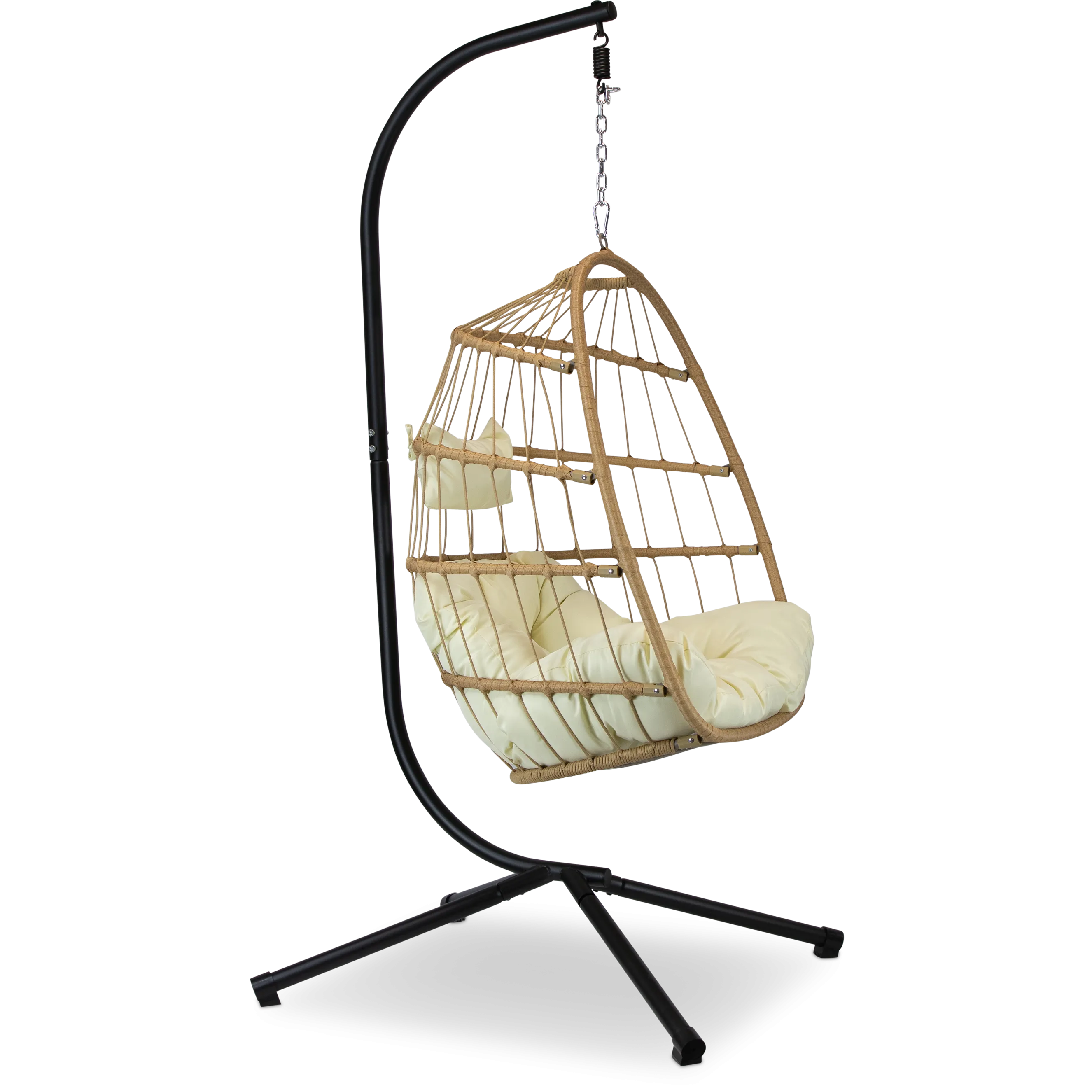 Zen Hanging Pod in Jute Rattan and Linen SpunPoly Cushion
