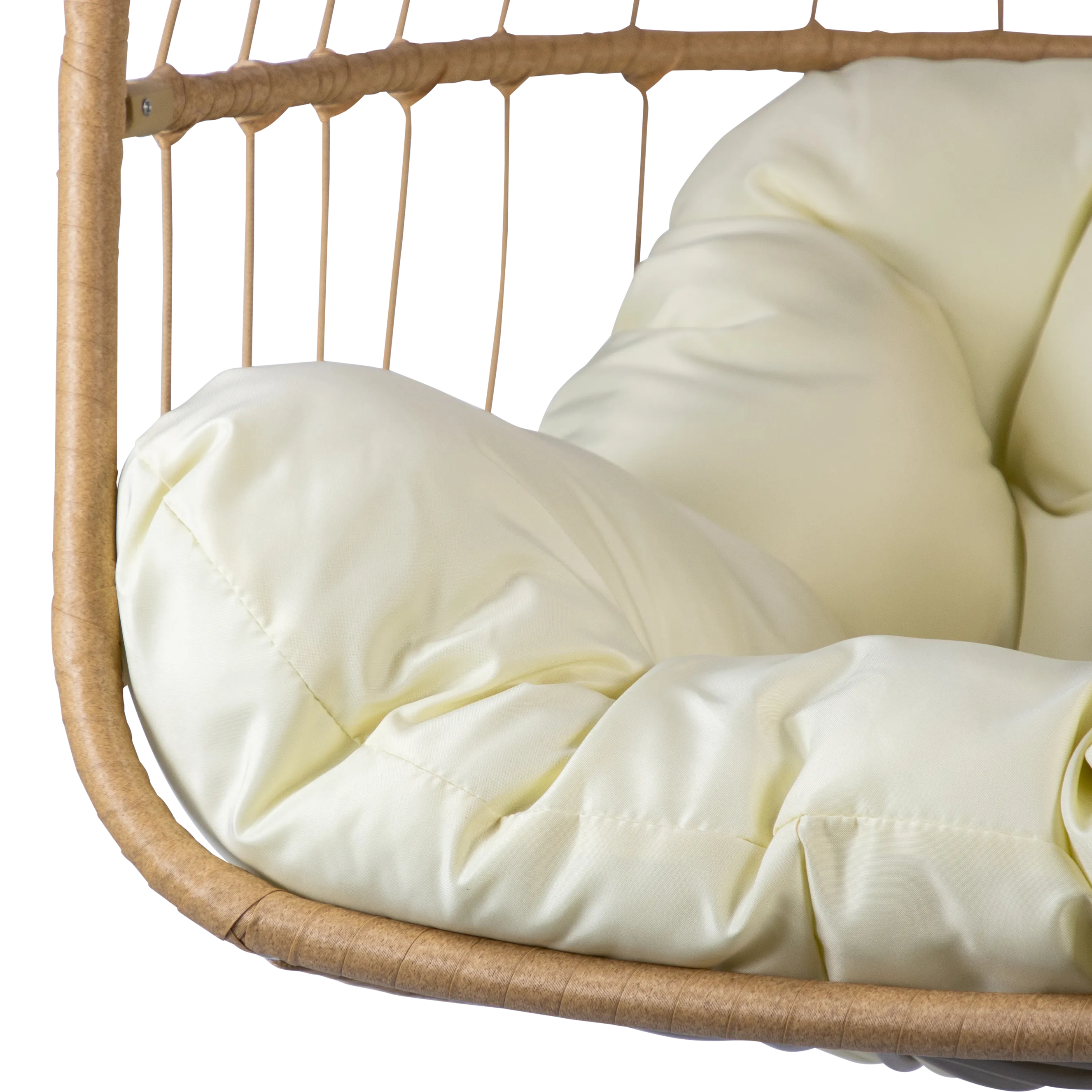 Zen Hanging Pod in Jute Rattan and Linen SpunPoly Cushion