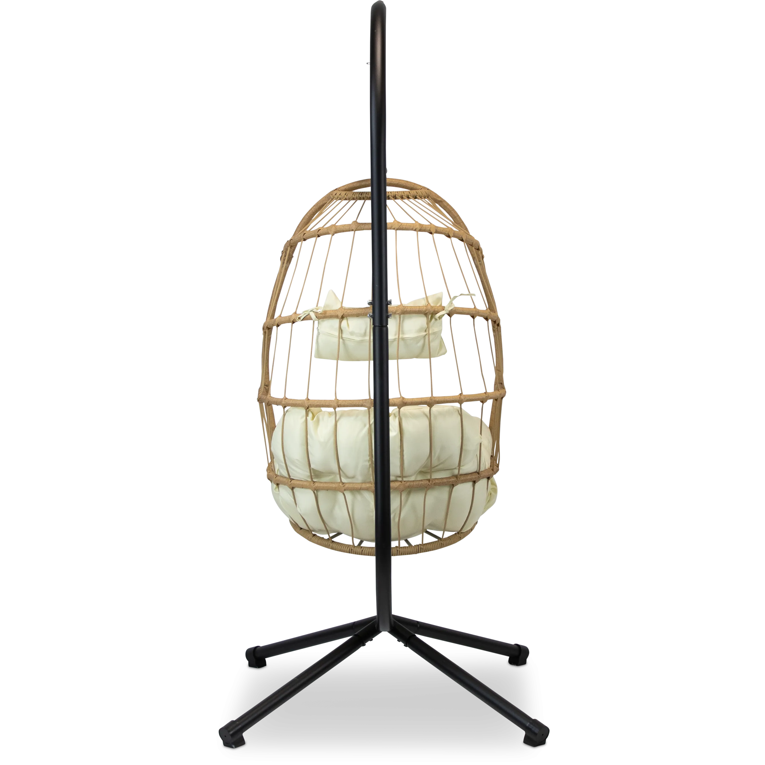 Zen Hanging Pod in Jute Rattan and Linen SpunPoly Cushion